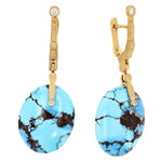 One of a Kind, 18K and Diamond "Sticks and Stones" Kazakhstan Turquoise Earrings - E-142D-Alex Sepkus-Renee Taylor Gallery
