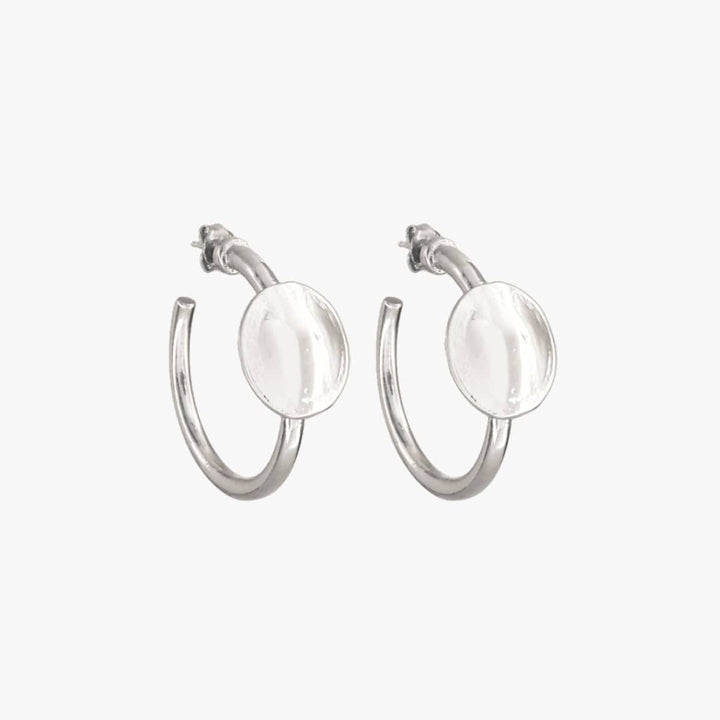 Coin Hoop Earrings - Silver Plated - E0087 MET00-CXC-Renee Taylor Gallery