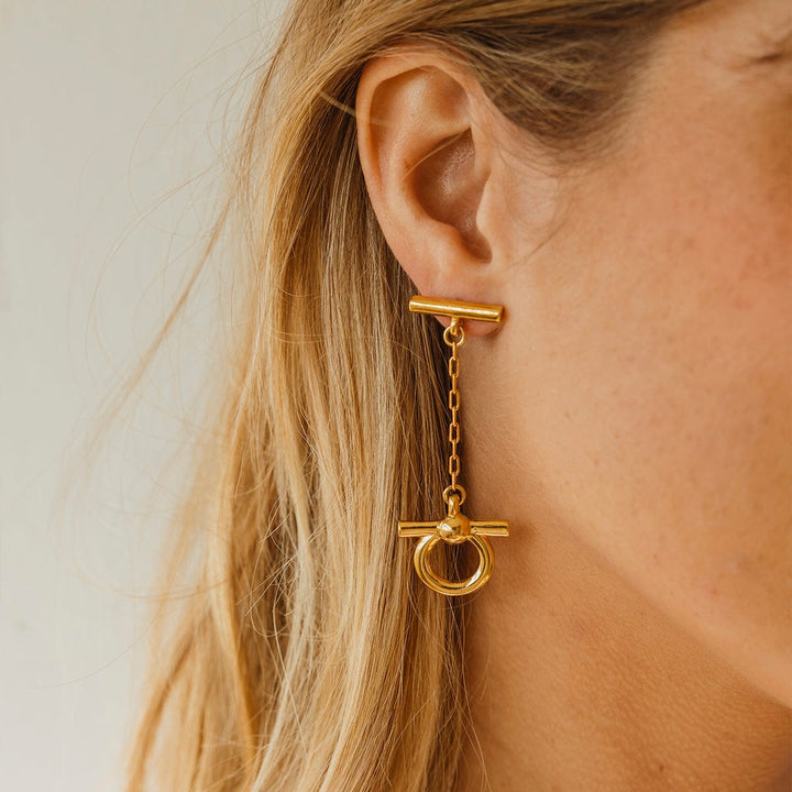 Omega Chain Earrings - Gold Plated - E0094 ORO00-CXC-Renee Taylor Gallery