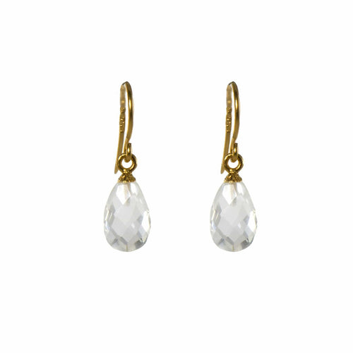 Faceted Crystal 24K Gold Vermeil Huggie Earrings-Joyla-Renee Taylor Gallery