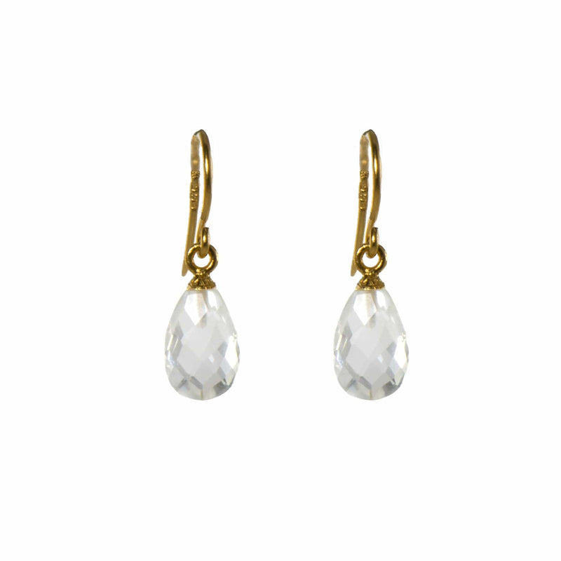 Faceted Crystal 24K Gold Vermeil Huggie Earrings-Joyla-Renee Taylor Gallery