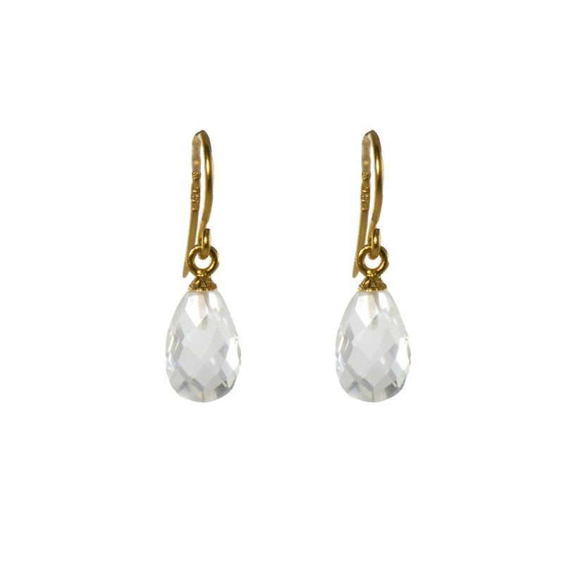 Faceted Crystal 24K Gold Vermeil Huggie Earrings-Joyla-Renee Taylor Gallery