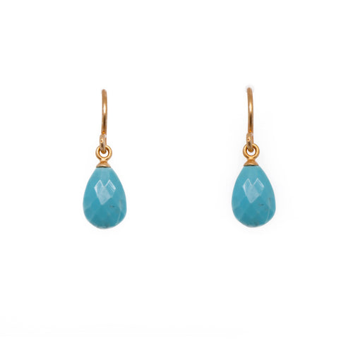 Turquoise Faceted French Wire Earrings 24K Gold Vermeil-Joyla-Renee Taylor Gallery