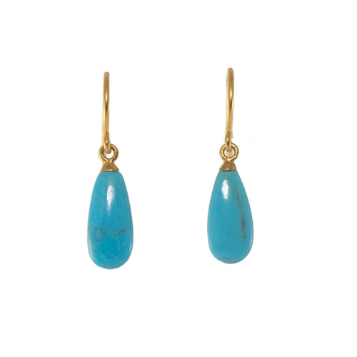 Polished Turquoise Drop 24K Gold Vermeil Earrings-Joyla-Renee Taylor Gallery