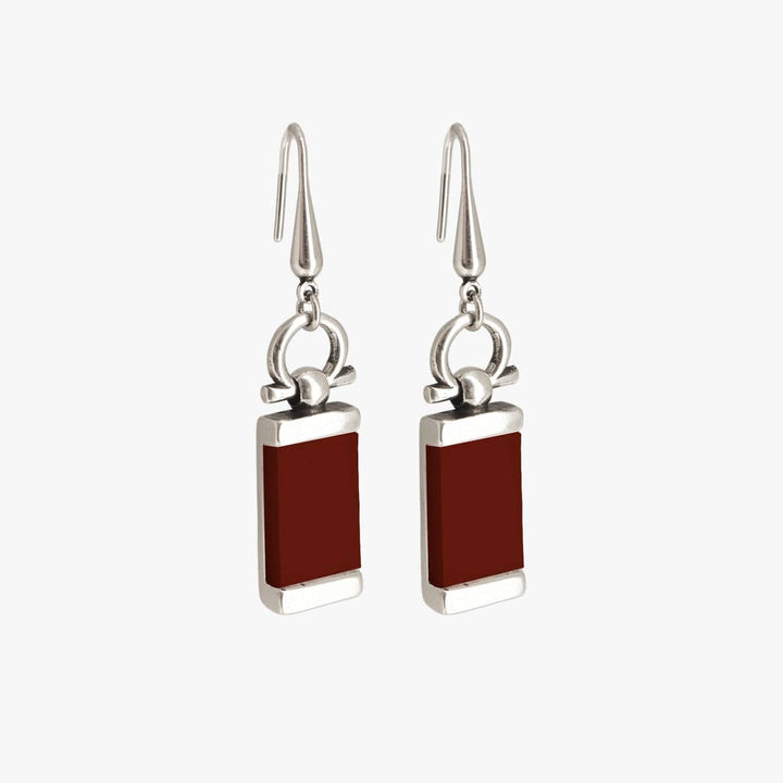 Omega Alejandra Earrings - Silver Plated, Burgundy Methacrylate - E0105 MKB00-CXC-Renee Taylor Gallery