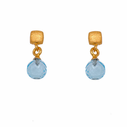 Cube Round Sky Blue Topaz 24K Gold Vermeil Earrings-Joyla-Renee Taylor Gallery