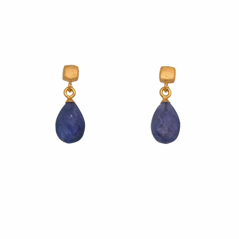 Cube Tanzanite 24K Gold Vermeil Earrings-Joyla-Renee Taylor Gallery