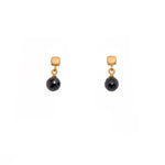 Cube Round Black Spinell 24K Gold Vermeil Earrings-Joyla-Renee Taylor Gallery