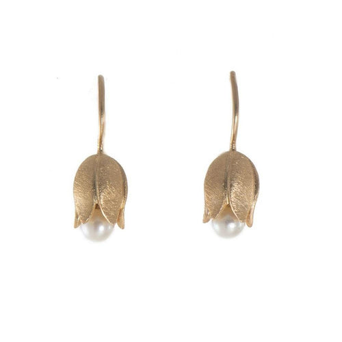 TULIP PEARL FRENCH WIRE EARRINGS 24K GOLD VERMEIL - E02-Joyla-Renee Taylor Gallery