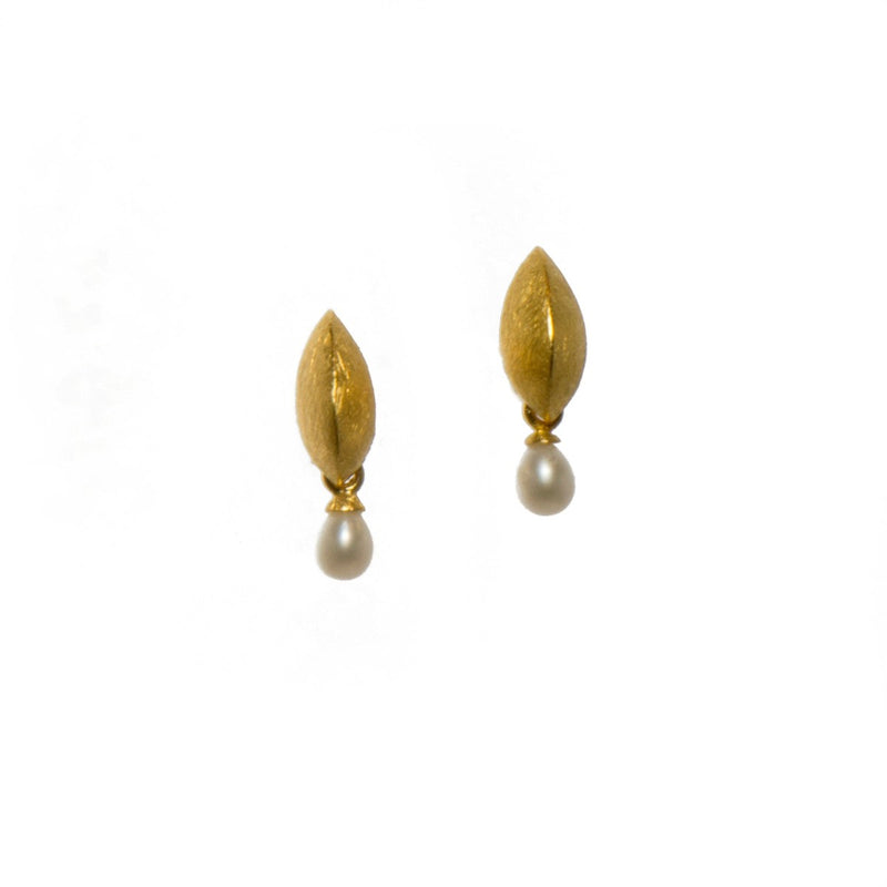 Flame White Pearl 24K Gold Vermeil Earrings-Joyla-Renee Taylor Gallery