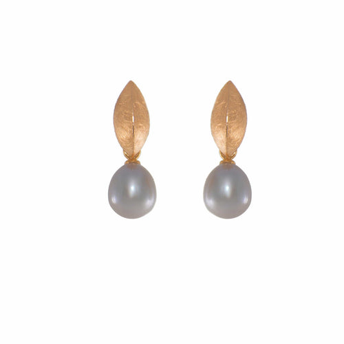 Flame Grey Pearl 24K Gold Vermeil Earrings-Joyla-Renee Taylor Gallery