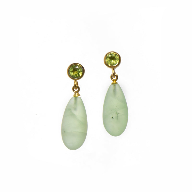 Faceted Peridot & Matte Prehnite 24K Gold Vermeil Earrings-Joyla-Renee Taylor Gallery