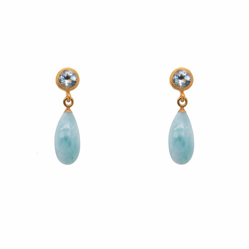 Topaz & Larimar 24K Gold Vermeil Earrings-Joyla-Renee Taylor Gallery