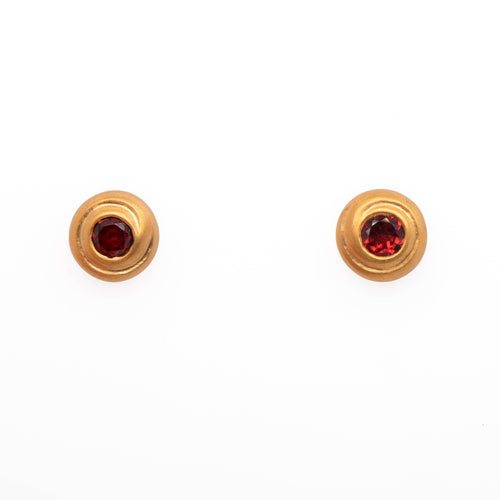 Gratitude Swirl Garnet 24K Gold Vermeil Earrings-Joyla-Renee Taylor Gallery