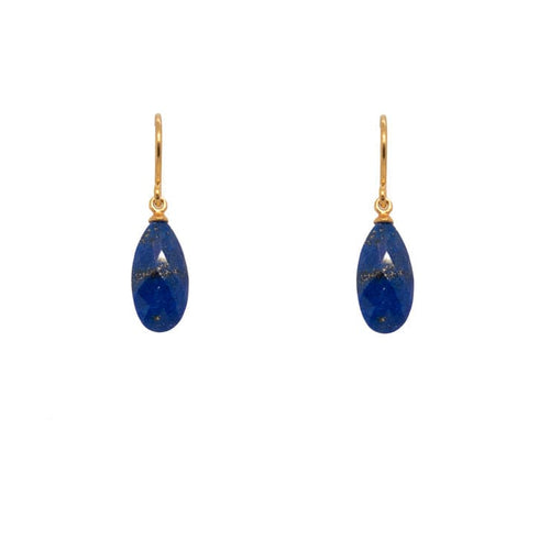 Signature Wire Faceted Drop Stone Lapis 24K Gold Vermeil Earrings-Joyla-Renee Taylor Gallery