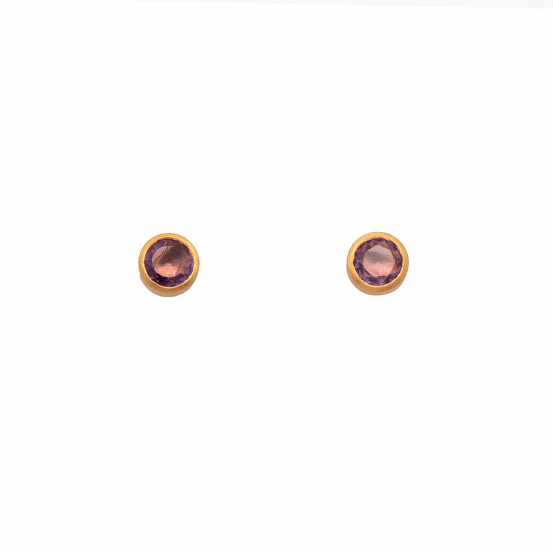 Signature Stud 6mm Amethyst 24K Gold Vermeil Earrings-Joyla-Renee Taylor Gallery