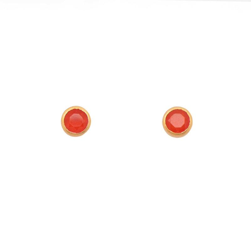 Signature Stud 6mm Carnelian 24K Gold Vermeil Earrings-Joyla-Renee Taylor Gallery