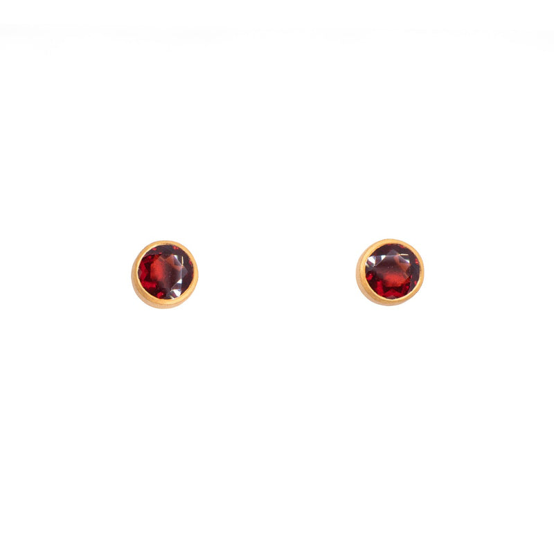 Basic Stud 6mm Garnet 24K Gold Vermeil Earrings-Joyla-Renee Taylor Gallery