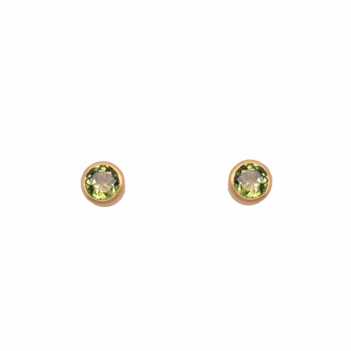 Basic Stud 6mm Peridot 24K Gold Vermeil Earrings-Joyla-Renee Taylor Gallery