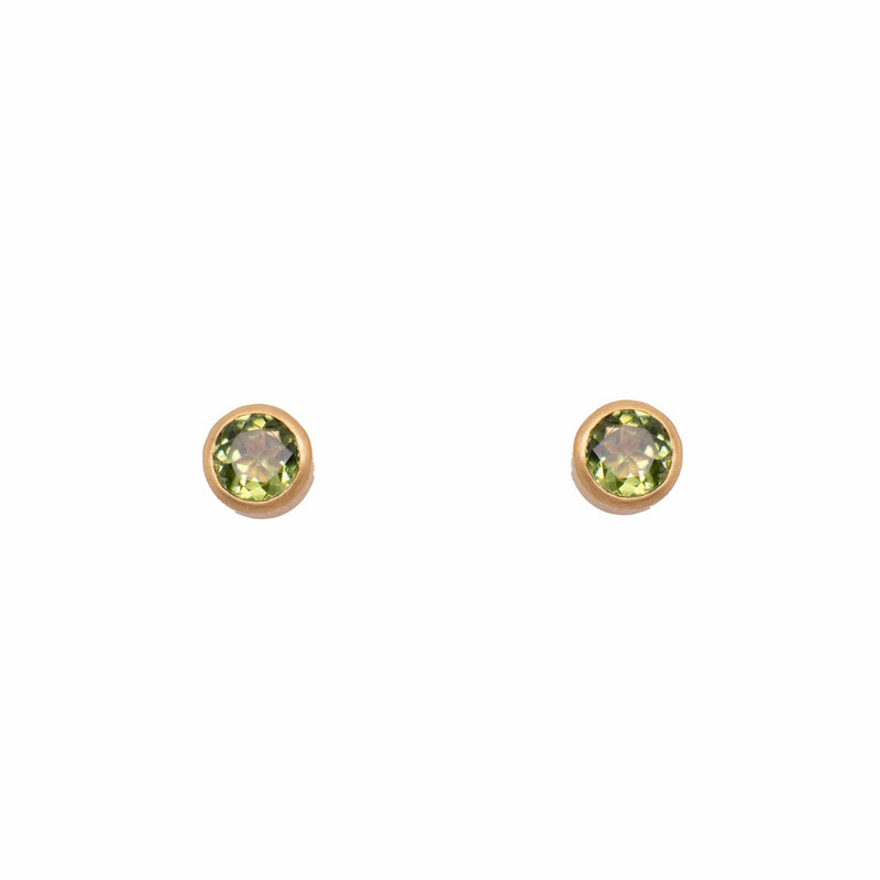 Basic Stud 6mm Peridot 24K Gold Vermeil Earrings-Joyla-Renee Taylor Gallery