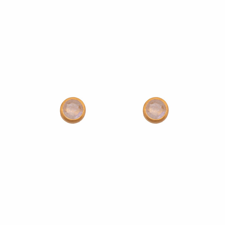 Signature Stud 6mm Rainbow Moonstone 24K Gold Vermeil Earrings-Joyla-Renee Taylor Gallery