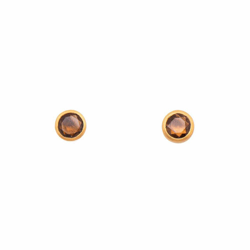 Smoky Quartz Stud Earrings 24K Gold Vermeil - E2VSQ-Joyla-Renee Taylor Gallery