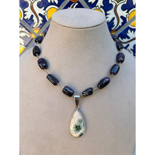 Amethyst & Ocean Jasper Necklace-Carol Kahn-Renee Taylor Gallery