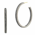Signature Classic Pavé Hoop Earrings - PRZE020382B-14K-Freida Rothman-Renee Taylor Gallery