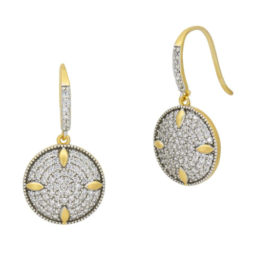 Petals and Pave Disc Earrings - AHPYZE01-Freida Rothman-Renee Taylor Gallery