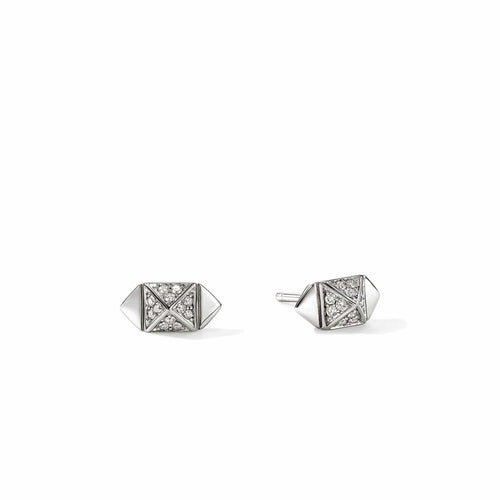 Icon Stud Earrings, Sterling Silver, Diamonds, 5MM - EBP972072DI-John Hardy-Renee Taylor Gallery