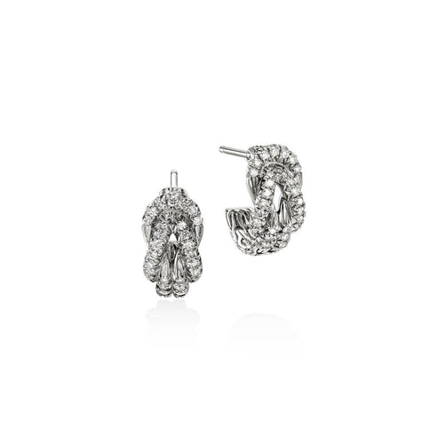 Love Knot Silver Diamond Pave Earrings - EBP987822DI-John Hardy-Renee Taylor Gallery
