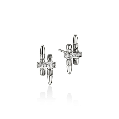 Spear Stud Earrings, Sterling Silver, Diamonds - EBP989562DI-John Hardy-Renee Taylor Gallery