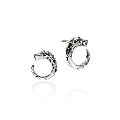 Naga Silver Stud Earrings with Blue Sapphires - EBS603731BSP-John Hardy-Renee Taylor Gallery