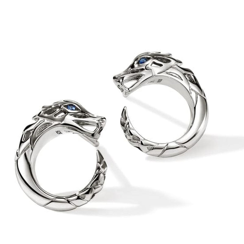 Naga Silver Stud Earrings with Blue Sapphires - EBS603731BSP-John Hardy-Renee Taylor Gallery
