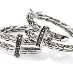 Spear Hoop, Sterling Silver, Black Sapphire Earrings - EBS986744BLS-John Hardy-Renee Taylor Gallery