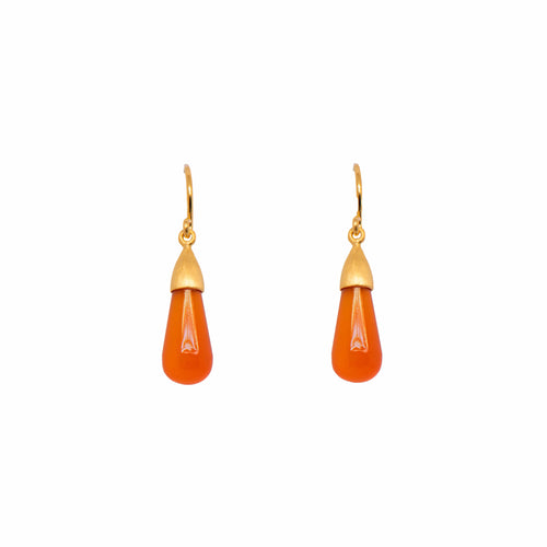 Drop Cabochon Carnelian 24K Gold Vermeil Earrings-Joyla-Renee Taylor Gallery