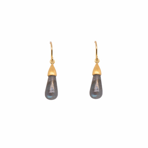 Drop Cabochon Labradorite 24K Gold Vermeil Earrings-Joyla-Renee Taylor Gallery