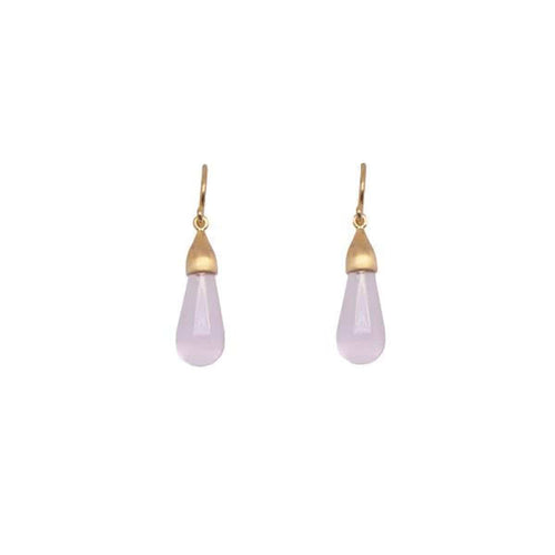 Drop Cabochon Rose Quartz Earrings-Joyla-Renee Taylor Gallery