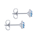 14K White Gold Round Cut Diamond Halo & Swiss Blue Topaz Stud Earrings - EG12372W45BT-Gabriel & Co.-Renee Taylor Gallery