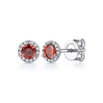 14K White Gold Round Halo Garnet and Diamond Stud Earrings - EG12372W45GN-Gabriel & Co.-Renee Taylor Gallery