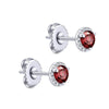 14K White Gold Round Halo Garnet and Diamond Stud Earrings - EG12372W45GN-Gabriel & Co.-Renee Taylor Gallery
