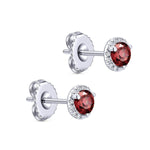 14K White Gold Round Halo Garnet and Diamond Stud Earrings - EG12372W45GN-Gabriel & Co.-Renee Taylor Gallery