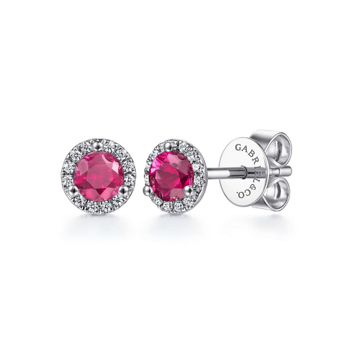 14K White Gold Ruby Stud Earrings - EG12372W45RA-Gabriel & Co.-Renee Taylor Gallery