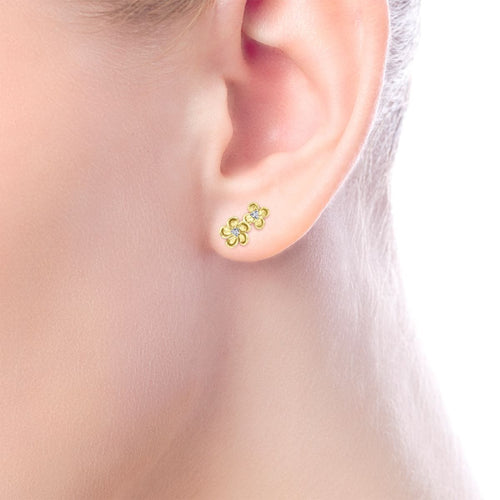 14K Yellow Gold Stacked Flower Diamond Stud Earrings - EG12465Y45JJ-Gabriel & Co.-Renee Taylor Gallery