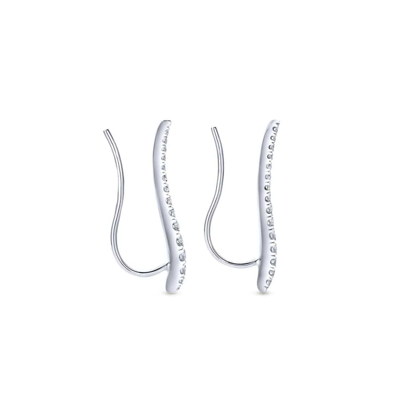 14K White Gold Curving Bar Ear Crawler Diamond Earrings - EG12939W45JJ-Gabriel & Co.-Renee Taylor Gallery