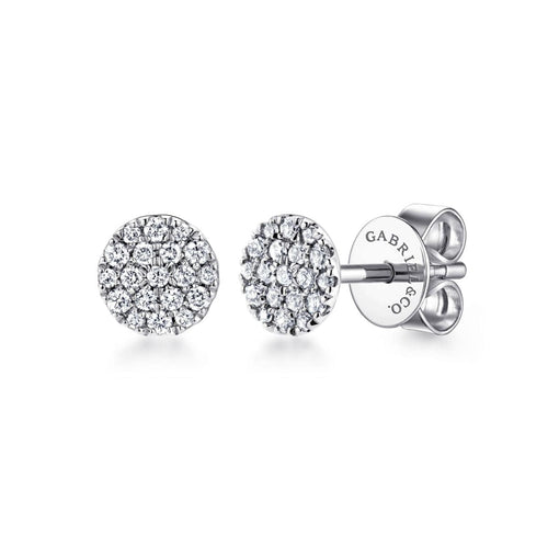 14K White Gold Round Pavé Diamond Stud Earrings - EG12967W45JJ-Gabriel & Co.-Renee Taylor Gallery