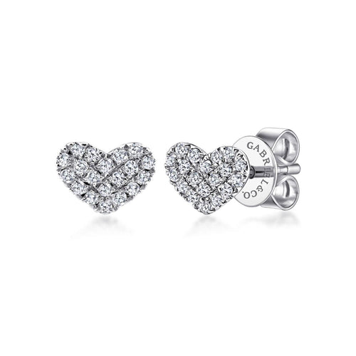 14K White Gold Heart Shaped Pavé Diamond Stud Earrings - EG13079W45JJ-Gabriel & Co.-Renee Taylor Gallery