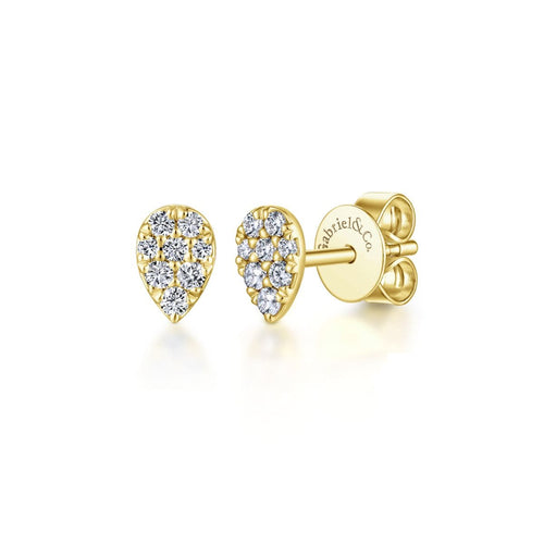 14K Yellow Gold Pear Shaped Pavé Diamond Stud Earrings - EG13338Y45JJ-Gabriel & Co.-Renee Taylor Gallery
