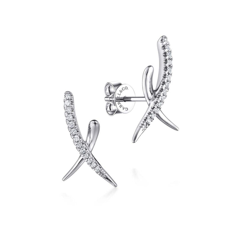 14K White Gold Diamond X Stud Earrings - EG13413W45JJ-Gabriel & Co.-Renee Taylor Gallery