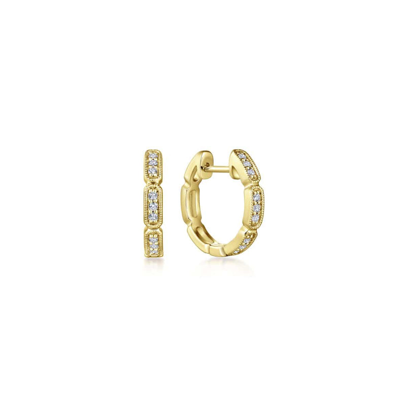 14K Yellow Gold Segmented 10mm Diamond Huggies - EG13457Y45JJ-Gabriel & Co.-Renee Taylor Gallery